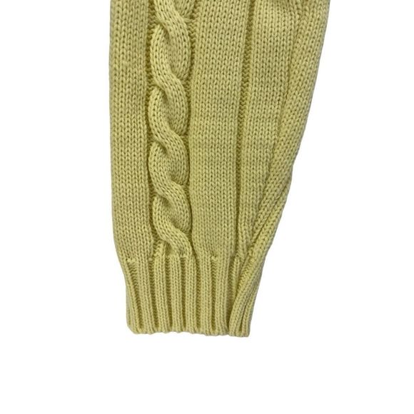Twik Cropped Knit Sweater Cableknit O/S Pastel Yellow Crewneck Pullover Academia - Picture 7 of 8